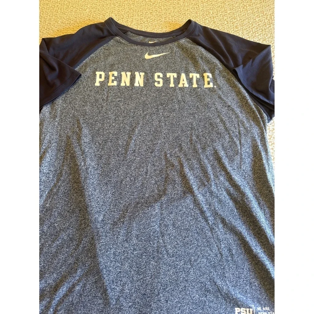 Nike Penn State University Nittany Lions Raglan T-Shirt Heather Blue Navy L